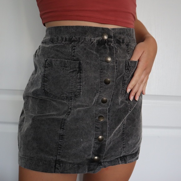 Corduroy Dark Grey Skirt - Picture 3 of 6